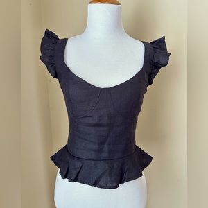 Like new Reformation size 2 Fleurt linen top in black